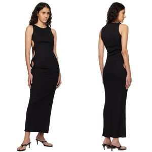 CHRISTOPHER ESBER NWT Size AU 10 US M Black Oblix Maxi Dress Cut Out Rib Knit
